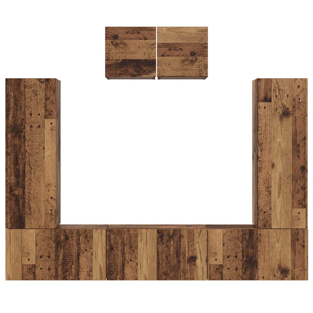 vidaXL Σετ επίπλου τηλεόρασης 7 pcs Παλιό ξύλο 180 x 30 x 120 εκ.