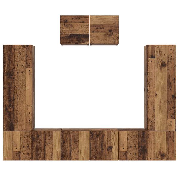 vidaXL Σετ επίπλου τηλεόρασης 7 pcs Παλιό ξύλο 180 x 30 x 120 εκ.