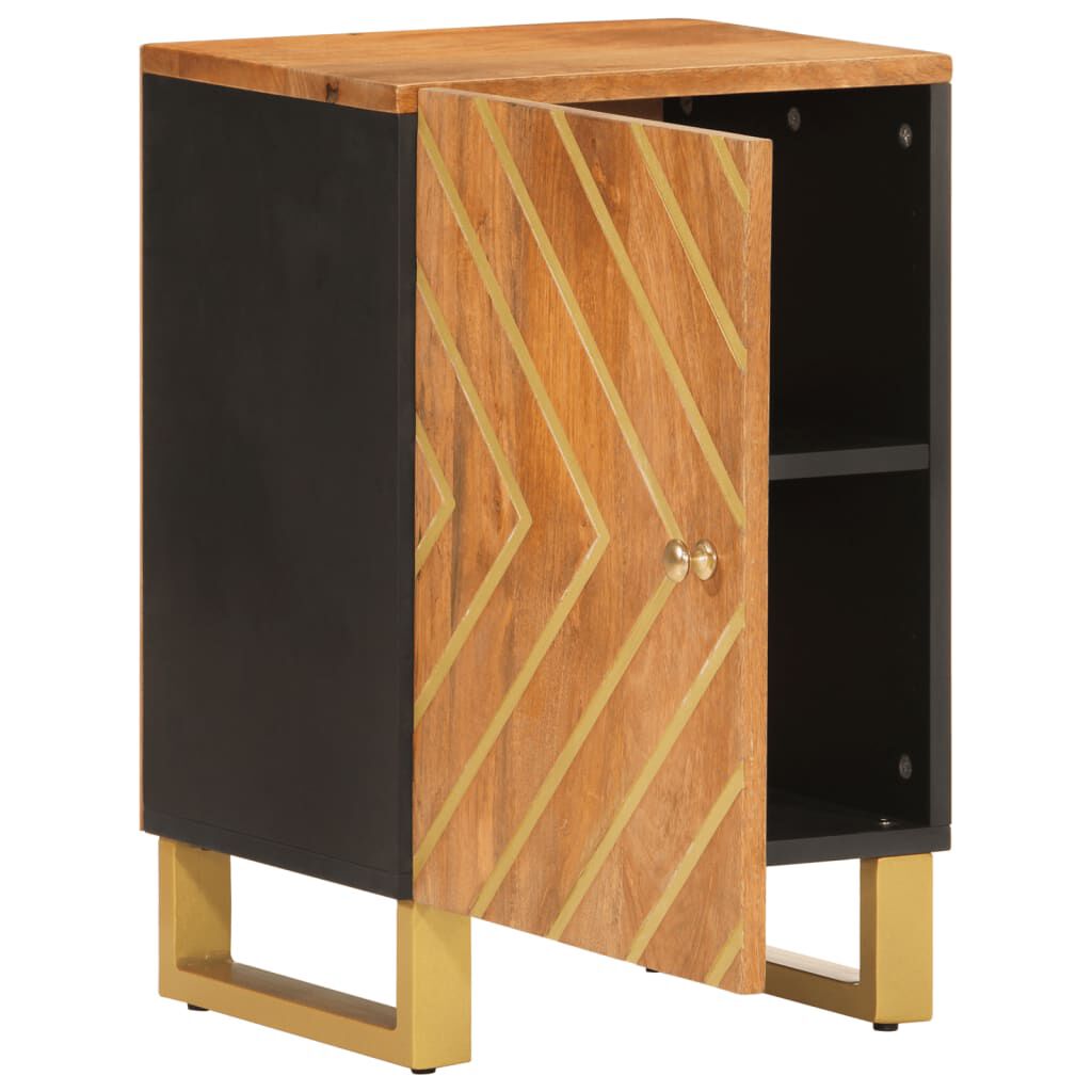 vidaXL Ντουλάπι Μπάνιου Καφέ/Μαύρο 38x33,5x58 εκ. Μασίφ Ξύλο Μάνγκο