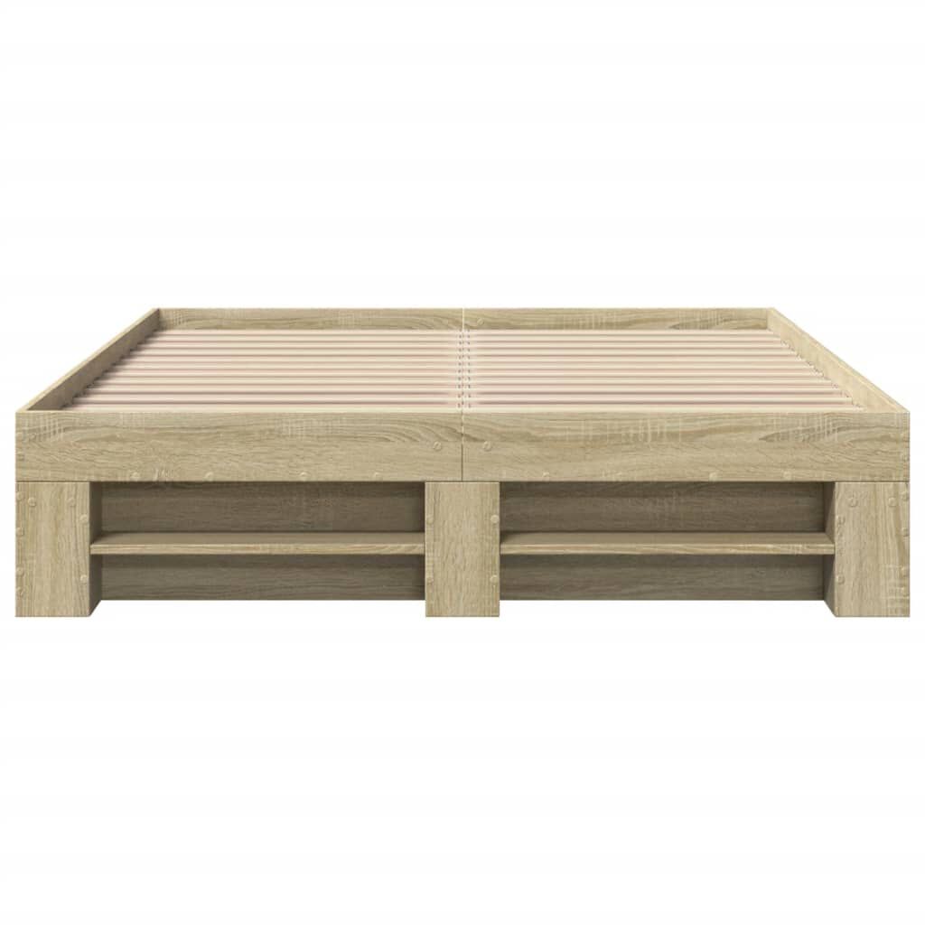 vidaXL Πλαίσιο Κρεβατιού Sonoma Δρυς 135x190 εκ. Επεξεργασμένο Ξύλο