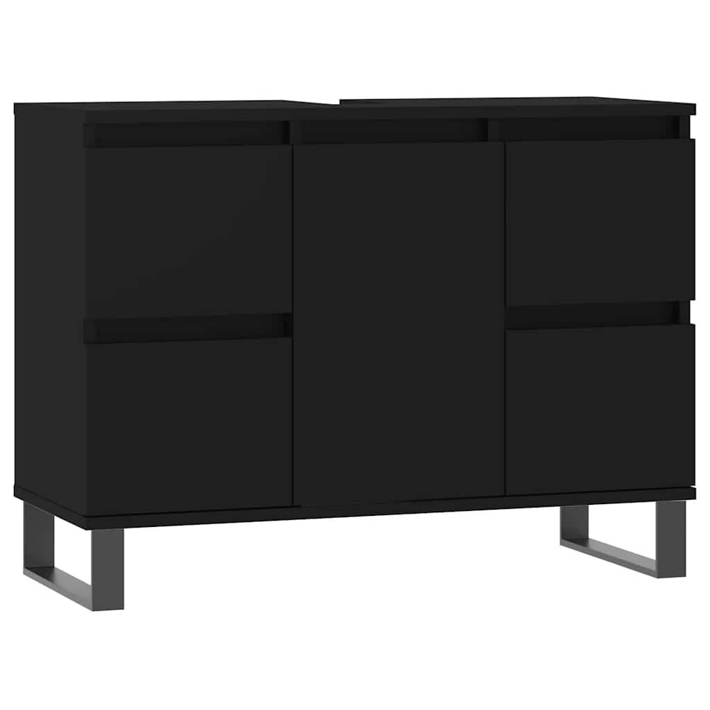 vidaXL Ντουλάπι Μπάνιου Μαύρο 80 x 33 x 60 εκ. από Επεξεργασμένο Ξύλο