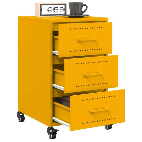 vidaXL Κομοδίνο Μουσταρδί 36x39x59 εκ. από Χάλυβα