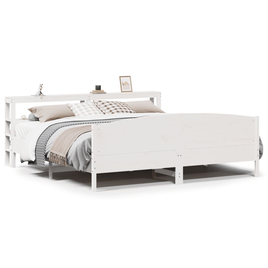 vidaXL Σκελετός Κρεβ. Χωρίς Στρώμα Λευκό 200x200 εκ Μασίφ Πεύκο