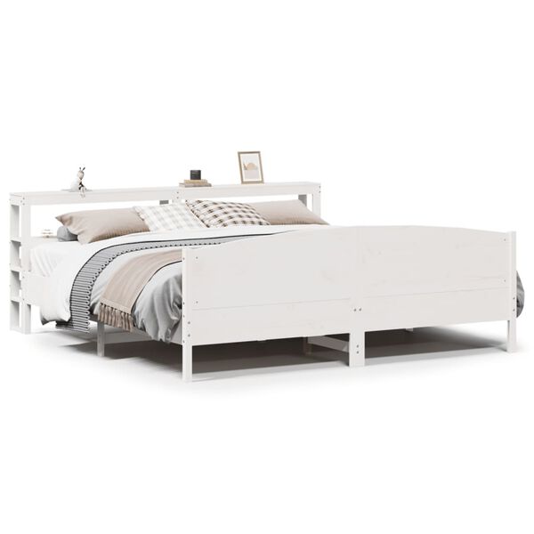 vidaXL Σκελετός Κρεβ. Χωρίς Στρώμα Λευκό 200x200 εκ Μασίφ Πεύκο