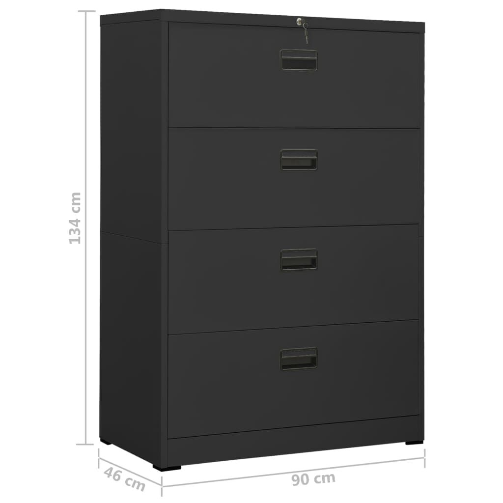 vidaXL Αρχειοθήκη Ανθρακί 90 x 46 x 134 εκ. από Ατσάλι
