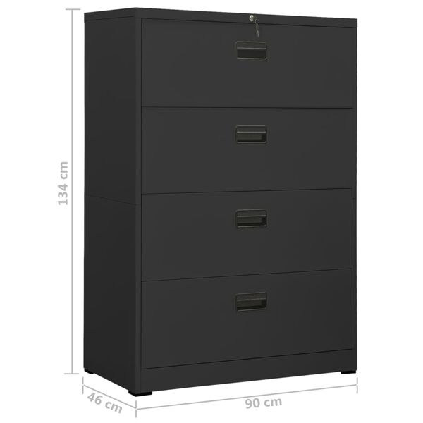 vidaXL Αρχειοθήκη Ανθρακί 90 x 46 x 134 εκ. από Ατσάλι