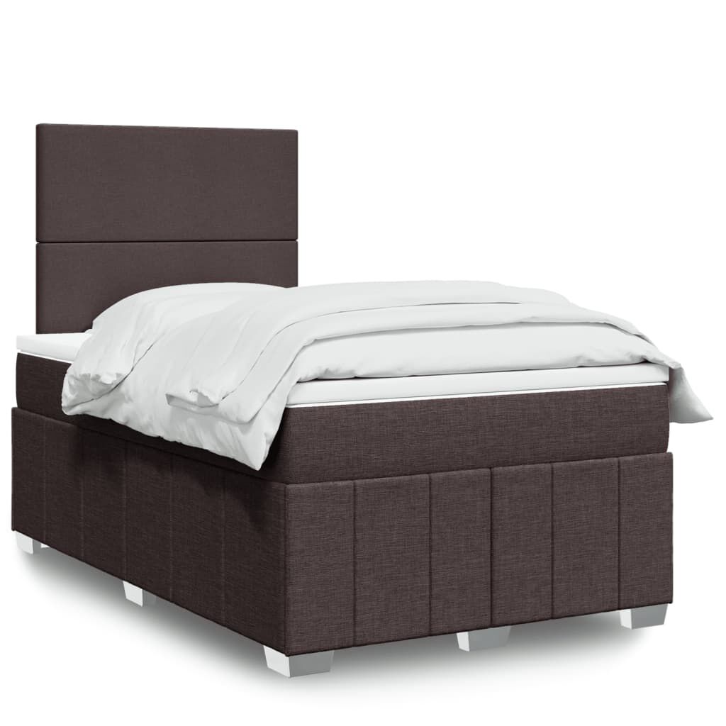 vidaXL Κρεβάτι Boxspring με Στρώμα Σκούρο Καφέ 120x190 εκ Υφασμάτινο