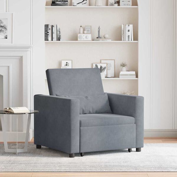 vidaXL Μονός καναπές-κρεβάτι Σκούρο γκρι 90 x 165 x 87 εκ. Βελούδο