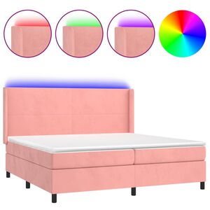 vidaXL &Kappa;&rho;&epsilon;&beta;ά&tau;&iota; Boxspring &mu;&epsilon; &Sigma;&tau;&rho;ώ&mu;&alpha; & LED &Rho;&omicron;&zeta; 200x200 &epsilon;&kappa;. &Beta;&epsilon;&lambda;&omicron;ύ&delta;&iota;&nu;&omicron;