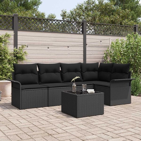 vidaXL Σετ Καναπέ Κήπου 6 pcs 242.5 x 132.5 x 85 εκ. Πολυ ράταν