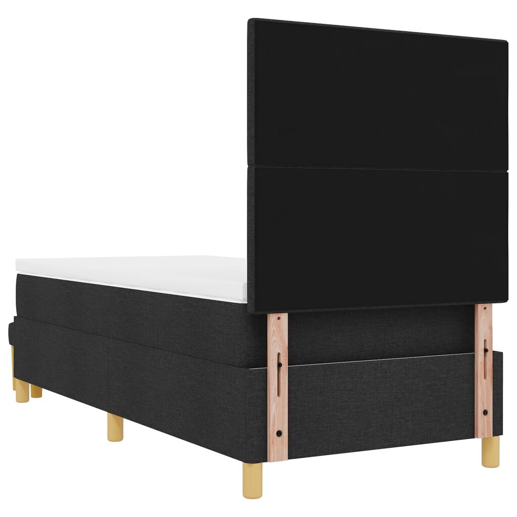 vidaXL Κρεβάτι Box Spring με Στρώμα & Πάγκο Μαύρο 80x200 cm Ύφασμα