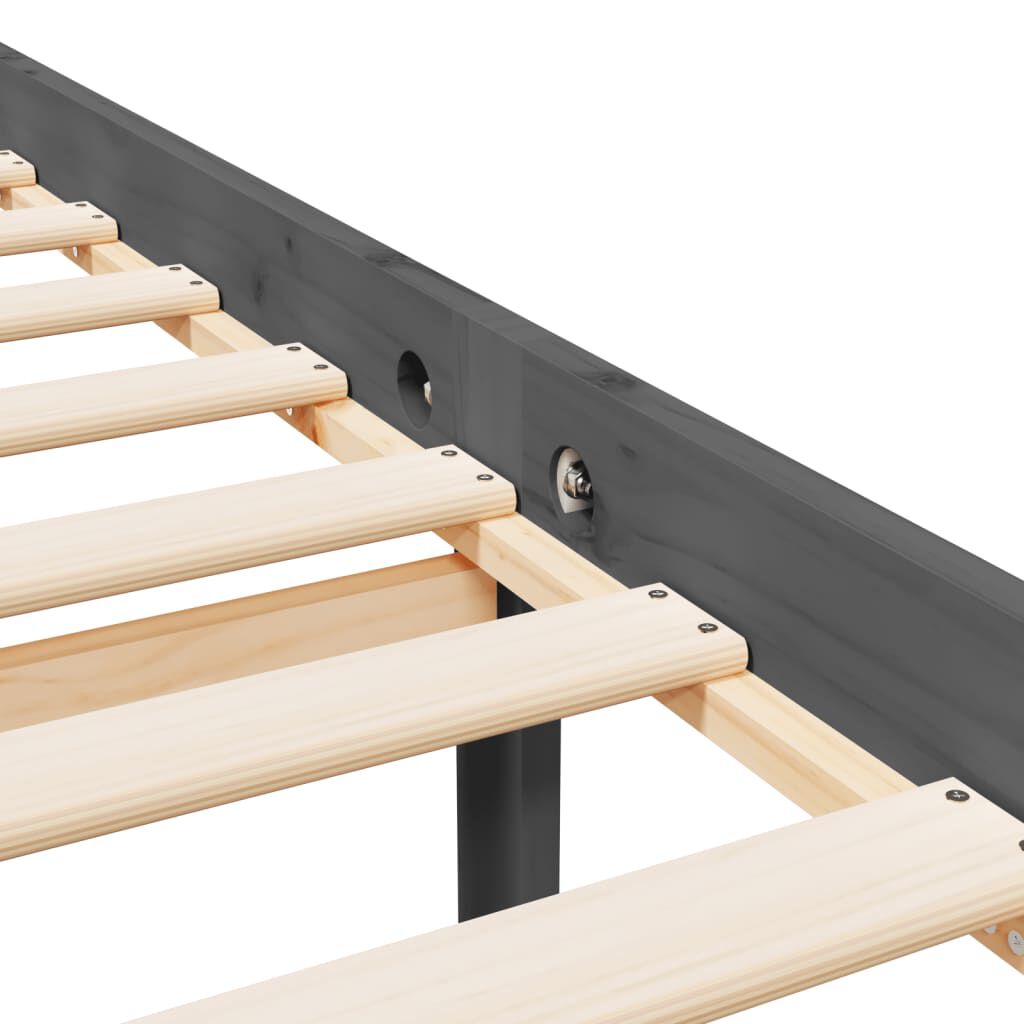vidaXL Κρεβάτι Ηλικιωμένων Γκρι 150x200εκ. Μασίφ Ξύλο Πεύκου King Size