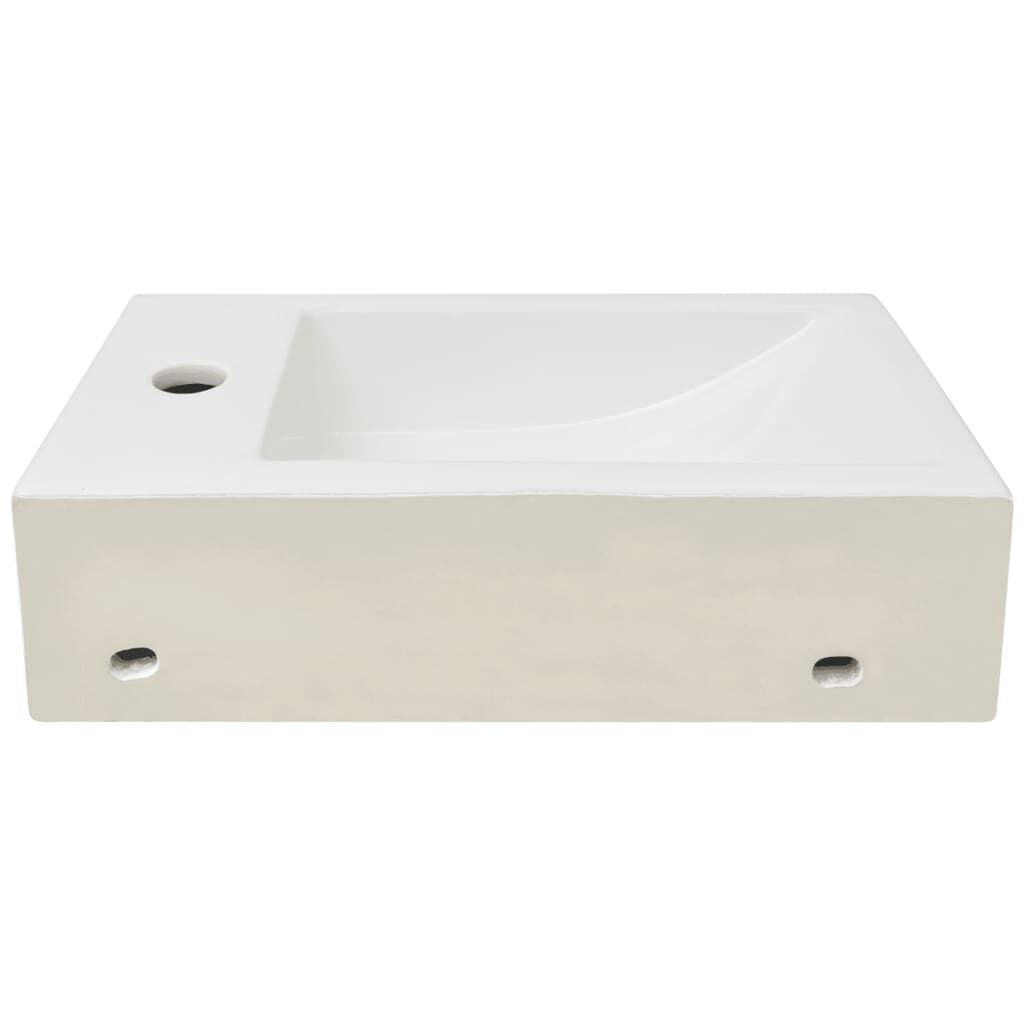 vidaXL Νιπτήρας Ορθογώνιος Οπή Βρύσης Λευκός 46x25,5x12 εκ. Κεραμικός