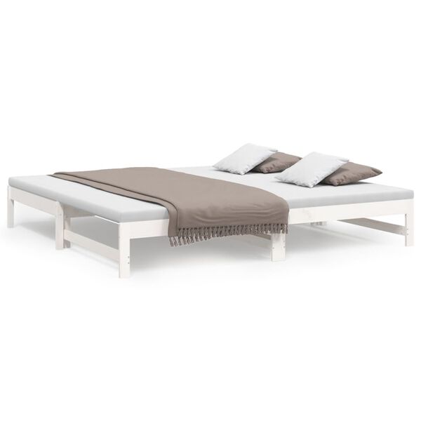 vidaXL Καναπές Κρεβάτι Συρόμενος Λευκός 2x(90x200) εκ. Μασίφ Πεύκο