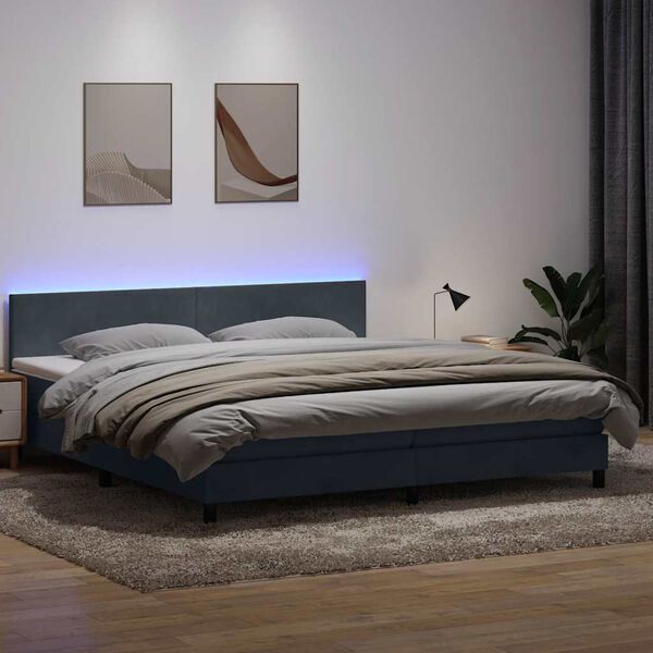 vidaXL &Kappa;&rho;&epsilon;&beta;ά&tau;&iota; Boxspring &mu;&epsilon; &Sigma;&tau;&rho;ώ&mu;&alpha; & LED &Sigma;&kappa;&omicron;ύ&rho;&omicron; &Gamma;&kappa;&rho;&iota; 180x210 &epsilon;&kappa;. &Beta;&epsilon;&lambda;&omicron;ύ&delta;&iota;&nu;&omicron;
