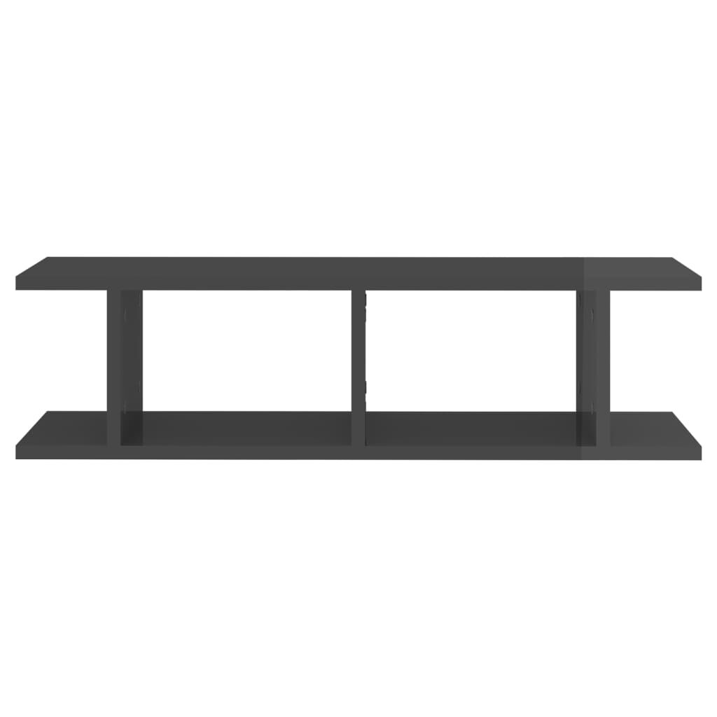 vidaXL Ραφιέρες Τοίχου 2 τεμ. Γυαλιστερό Γκρι 75x18x20 εκ. Επεξ. Ξύλο