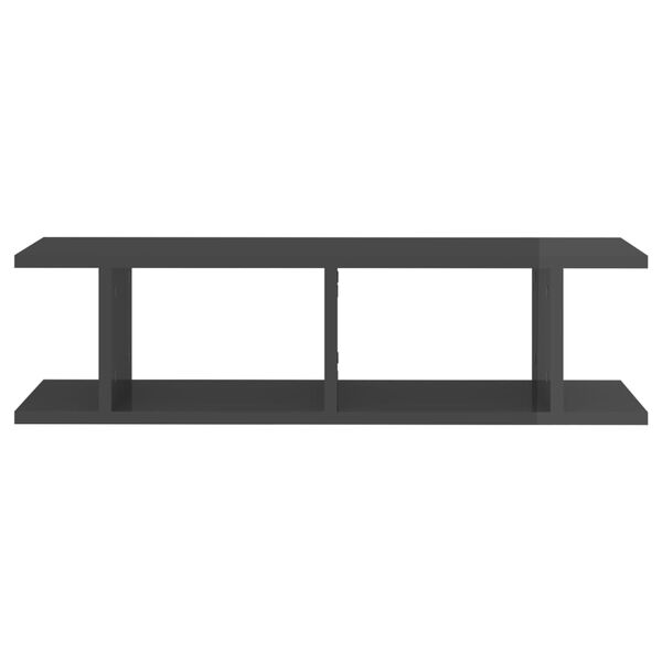 vidaXL Ραφιέρες Τοίχου 2 τεμ. Γυαλιστερό Γκρι 75x18x20 εκ. Επεξ. Ξύλο