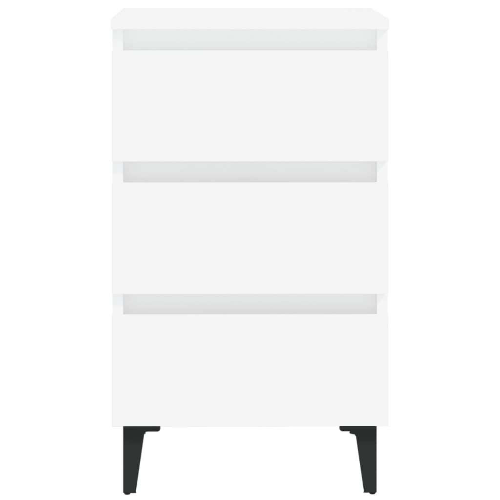 vidaXL Κομοδίνα 2 τεμ. Λευκά 40 x 35 x 69 εκ. με Μεταλλικά Πόδια