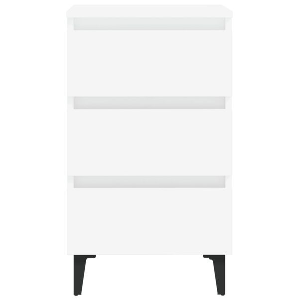 vidaXL Κομοδίνα 2 τεμ. Λευκά 40 x 35 x 69 εκ. με Μεταλλικά Πόδια