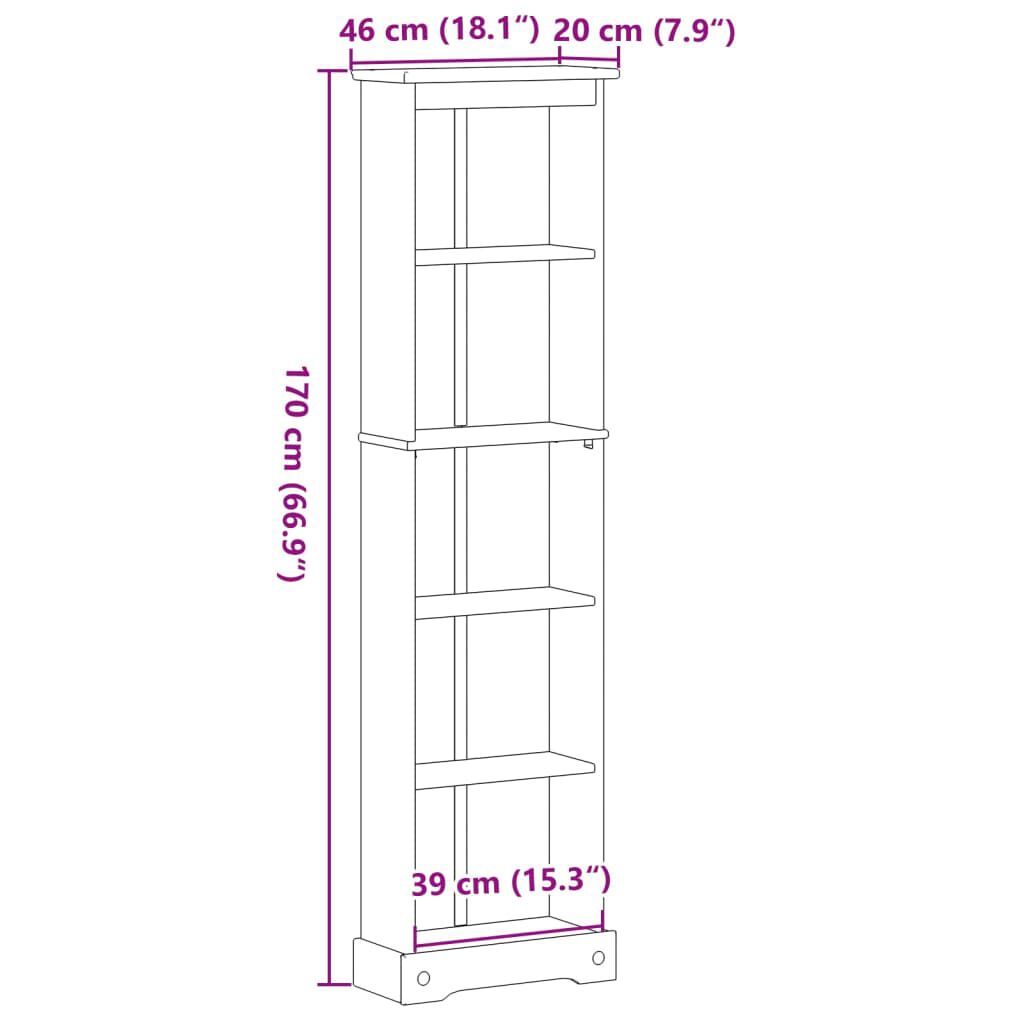 vidaXL Βιβλιοθήκη Corona 46x20x170 εκ. από Μασίφ Ξύλο Πεύκου