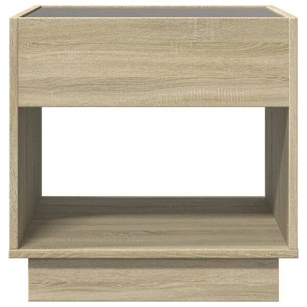 vidaXL Κομοδίνο Άπειρο Φως LED Sonoma Δρυς 50x50x50 εκ.