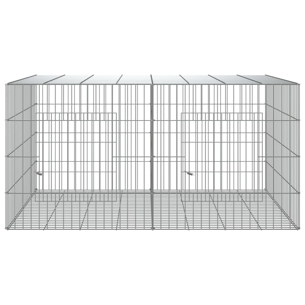 vidaXL Κλουβί Κουνελιών 2 Πάνελ 110x79x54 εκ. από Γαλβανισμένο Σίδερο