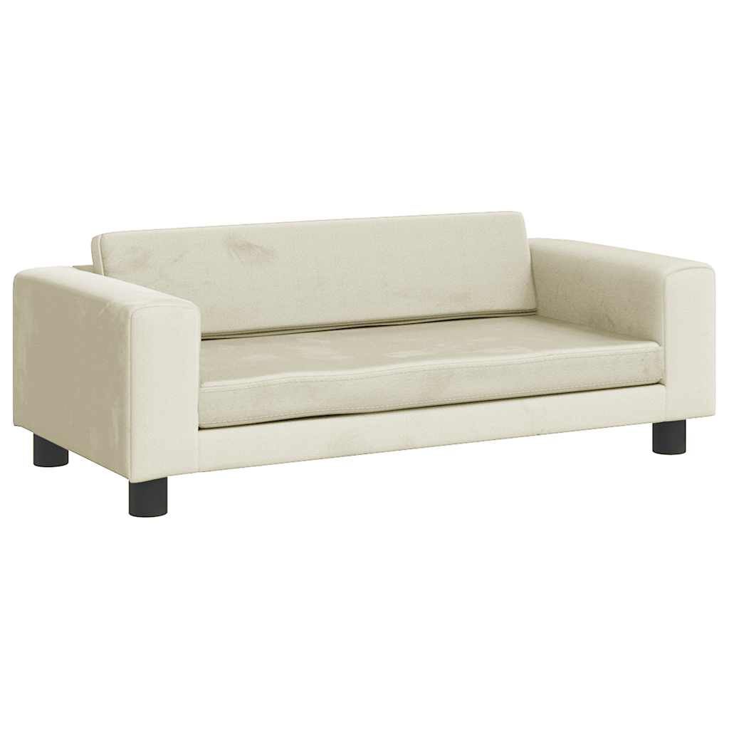 vidaXL Καναπές Παιδικός με Υποπόδιο Κρεμ 100x50x30 εκ. Βελούδινος