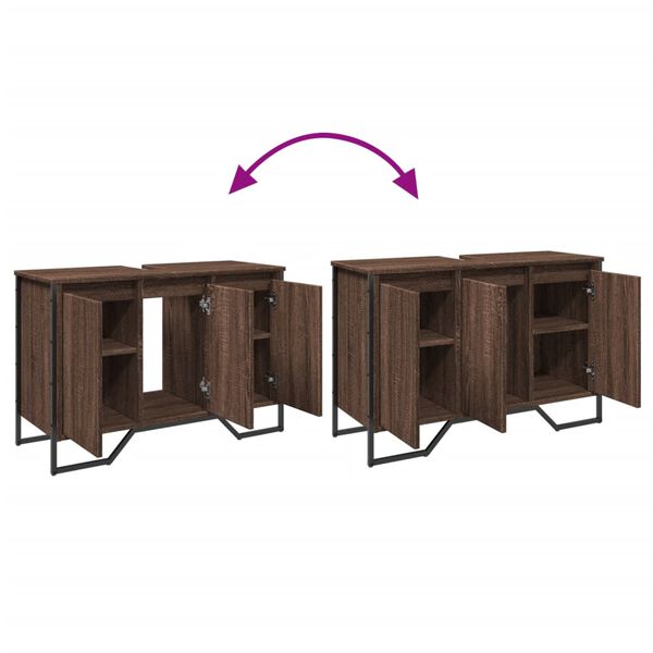 vidaXL Ντουλάπι Νιπτήρα Μπάνιου Καφέ Δρυς 91x35x60 εκ. Επεξ. Ξύλο