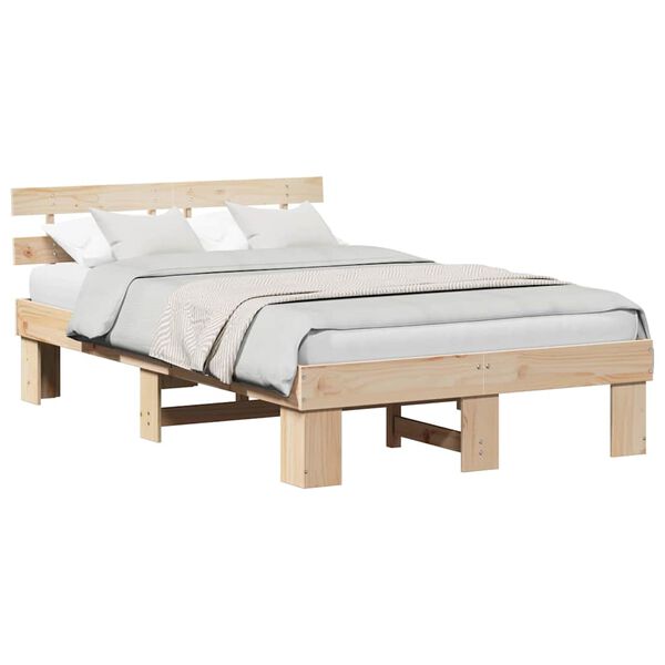 vidaXL Σκελετός Κρεβατιού Καφέ 120 x 200 cm Μασίφ ξύλο πεύκου