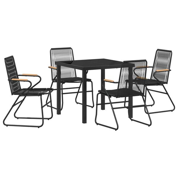 vidaXL Σέτ φαγητού για κήπο 5 pcs Μαύρο PVC ρατάν