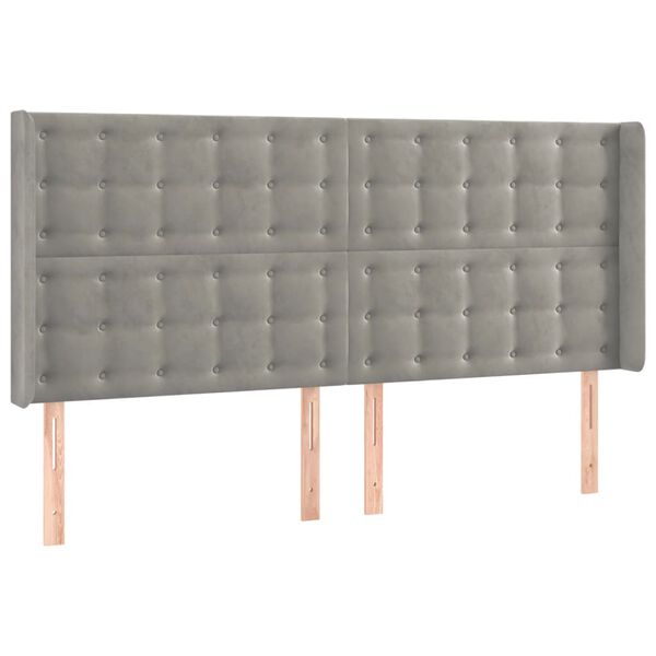 vidaXL Κεφαλάρι με Πτερύγια Ανοιχτό Γκρι 163x16x118/128 εκ. Βελούδινο