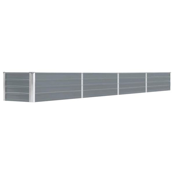 vidaXL Ζαρντινιέρα Υπερυψωμένη Γκρι 320x40x45 εκ. Γαλβανισμ. Χάλυβας