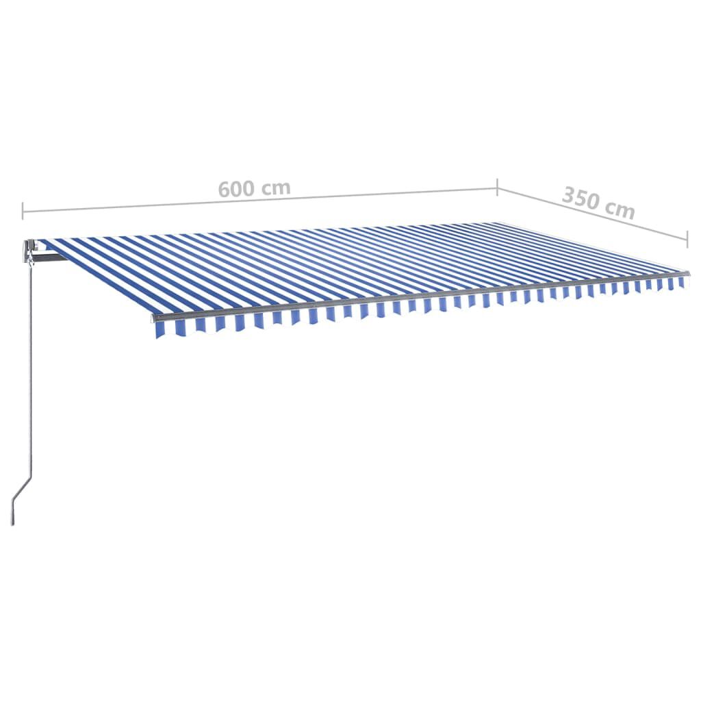 vidaXL Τέντα Αυτόματη με LED & Αισθ. Ανέμου Μπλε/Λευκό 600x350 εκ.