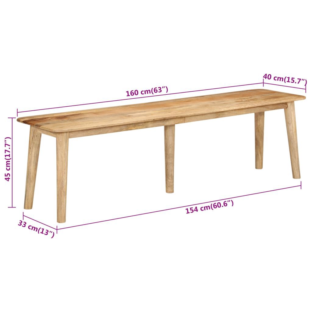 vidaXL Πάγκος 160 x 40 x 45 εκ. από Μασίφ Ξύλο Μάνγκο