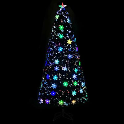 vidaXL Χριστουγεννιάτικο Δέντρο LED Χιονονιφάδες Οπτ.Ίνες Μαύρο 180 εκ