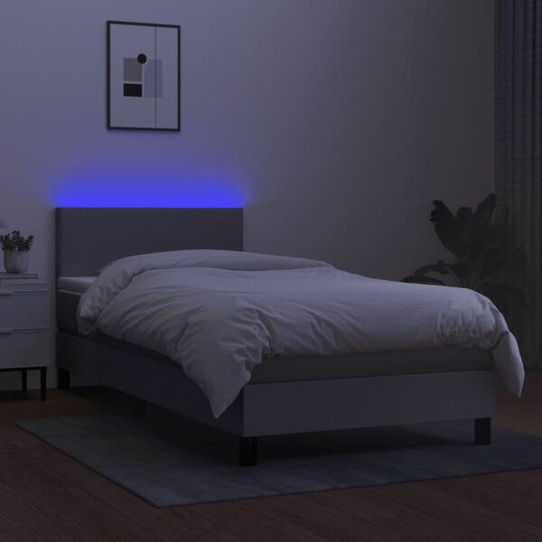 vidaXL &Kappa;&rho;&epsilon;&beta;ά&tau;&iota; Boxspring &mu;&epsilon; &Sigma;&tau;&rho;ώ&mu;&alpha; & LED &Alpha;&nu;.&Gamma;&kappa;&rho;&iota; 90x200 &epsilon;&kappa;. &Upsilon;&phi;&alpha;&sigma;&mu;ά&tau;&iota;&nu;&omicron;