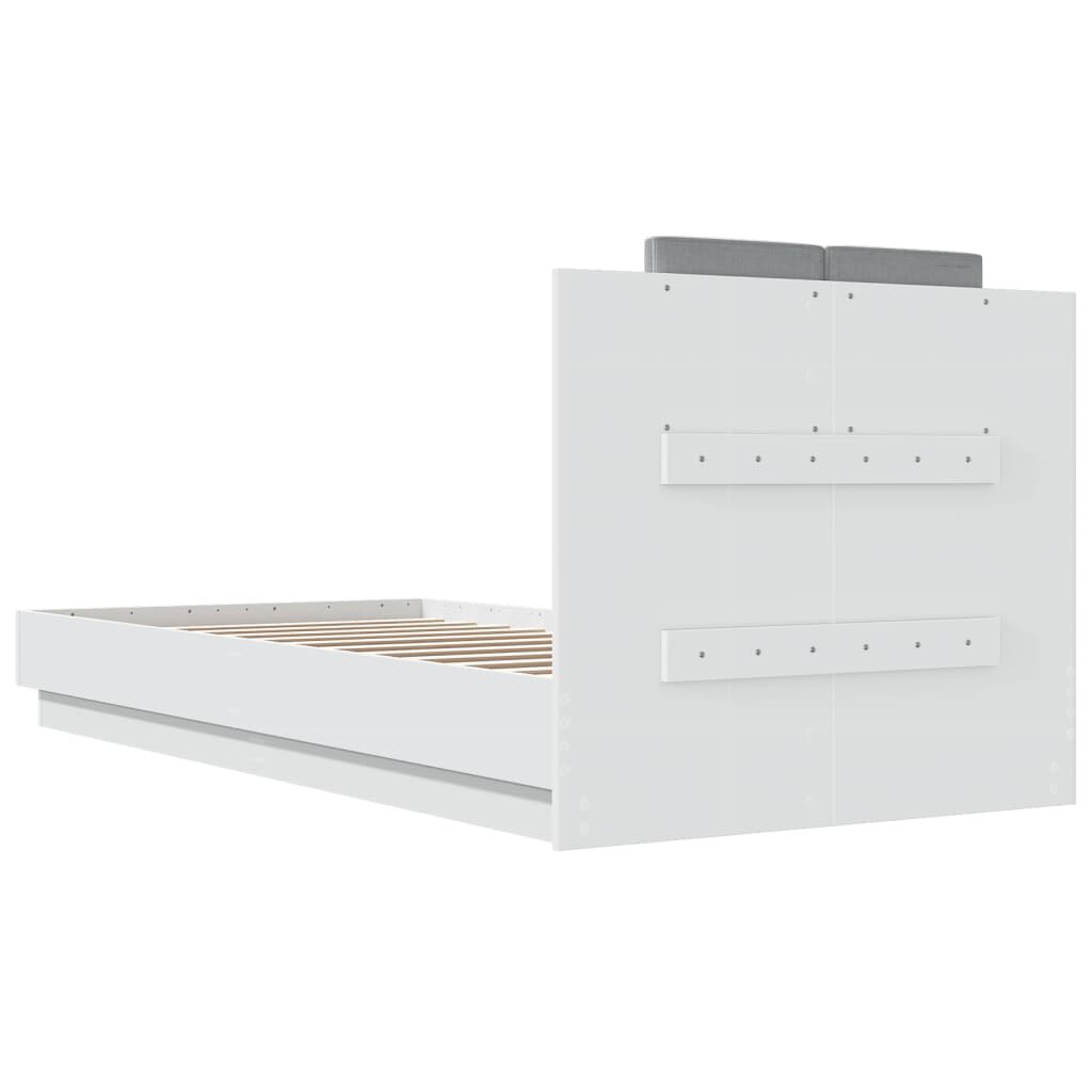 vidaXL Πλαίσιο Κρεβατιού με Κεφαλάρι και LED Λευκό 90 x 200 εκ.