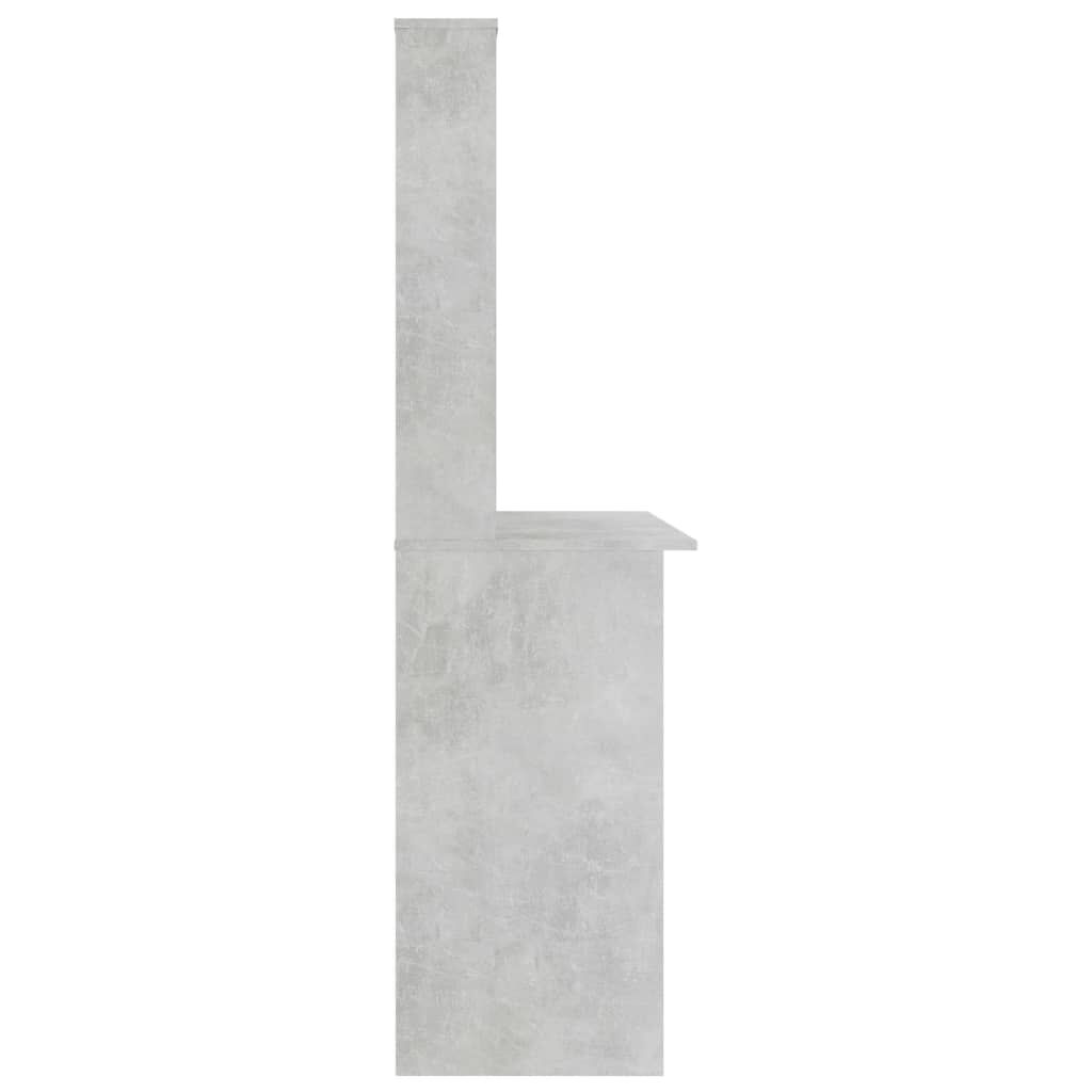 vidaXL Γραφείο με Ράφια Γκρι Σκυροδέματος 110x45x157 εκ. Μοριοσανίδα