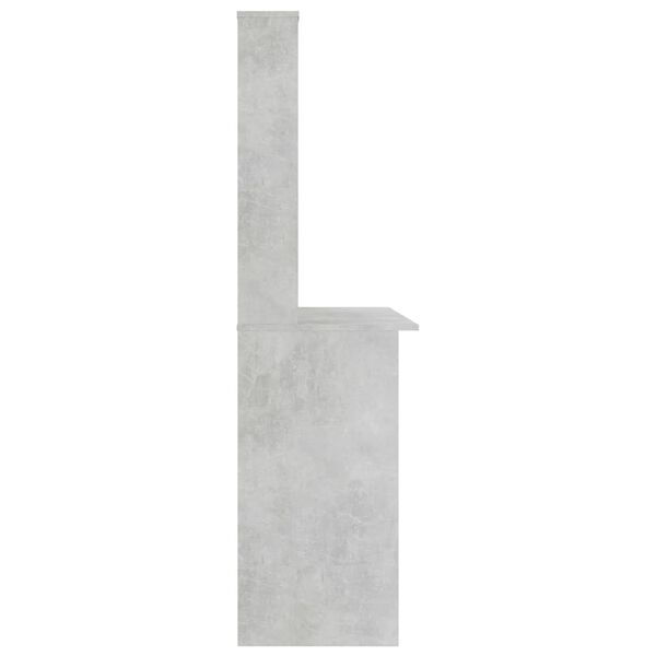 vidaXL Γραφείο με Ράφια Γκρι Σκυροδέματος 110x45x157 εκ. Μοριοσανίδα