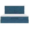 vidaXL Οθωμανικό κρεβάτι με στρώματα & LEDs Σκούρο μπλε Βελούδο
