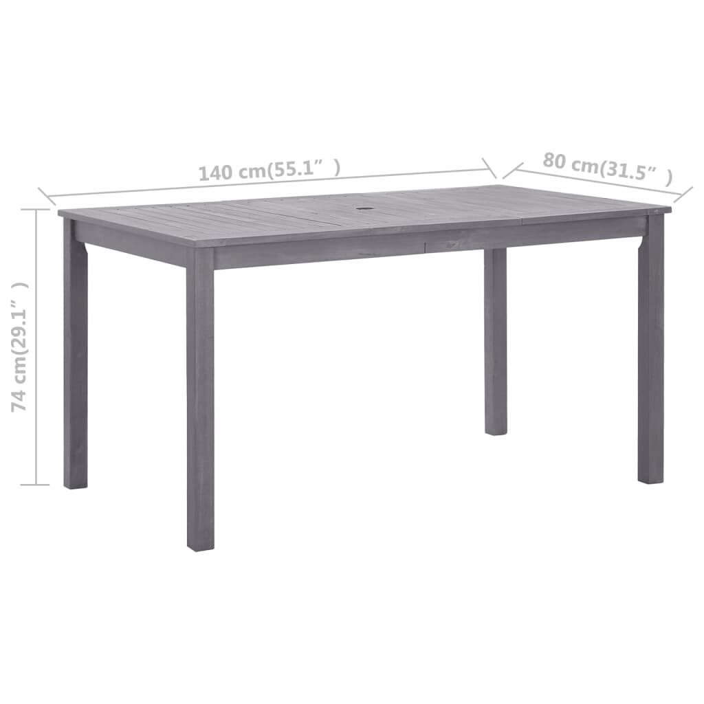 vidaXL Τραπέζι Κήπου Γκρι Πατίνα 140x80x74 εκ. από Μασίφ Ξύλο Ακακίας