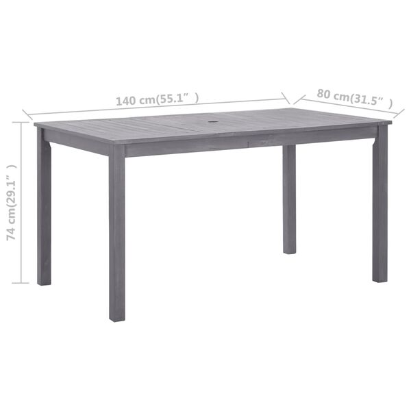 vidaXL Τραπέζι Κήπου Γκρι Πατίνα 140x80x74 εκ. από Μασίφ Ξύλο Ακακίας