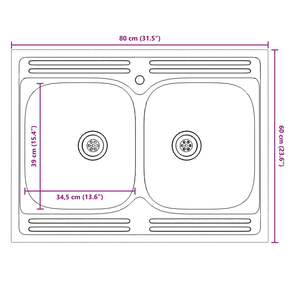 vidaXL Βάση Νιπτήρα "Porto" με Νιπτήρα Καπνιστό Δρυς 80x46x84,5 εκ Επεξεργασμένο Ξύλο