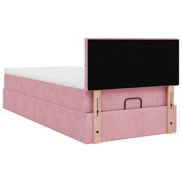 vidaXL Οθωμανικό κρεβάτι με στρώμα ροζ 90x200cm Velvet