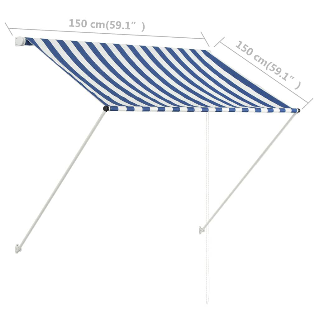 vidaXL Τέντα Συρόμενη Μπλε / Λευκό 150 x 150 εκ.