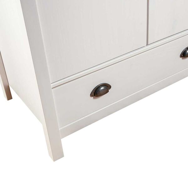 vidaXL Ντουλάπα Hill Τρίφυλλη Λευκή 127x50x170 εκ. Μασίφ Ξύλο Πεύκου