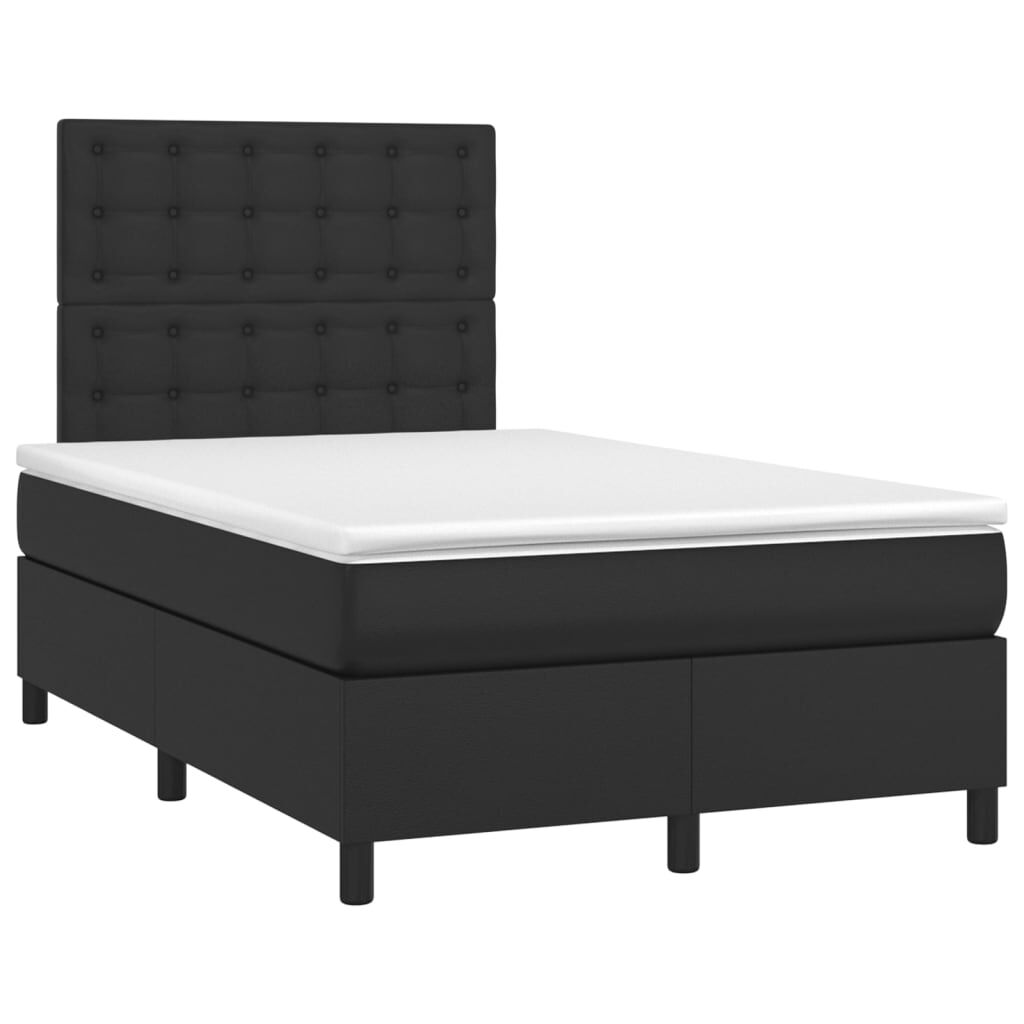 vidaXL Κρεβάτι Boxspring με Στρώμα Μαύρο 120 x 200 εκ. Συνθετικό Δέρμα