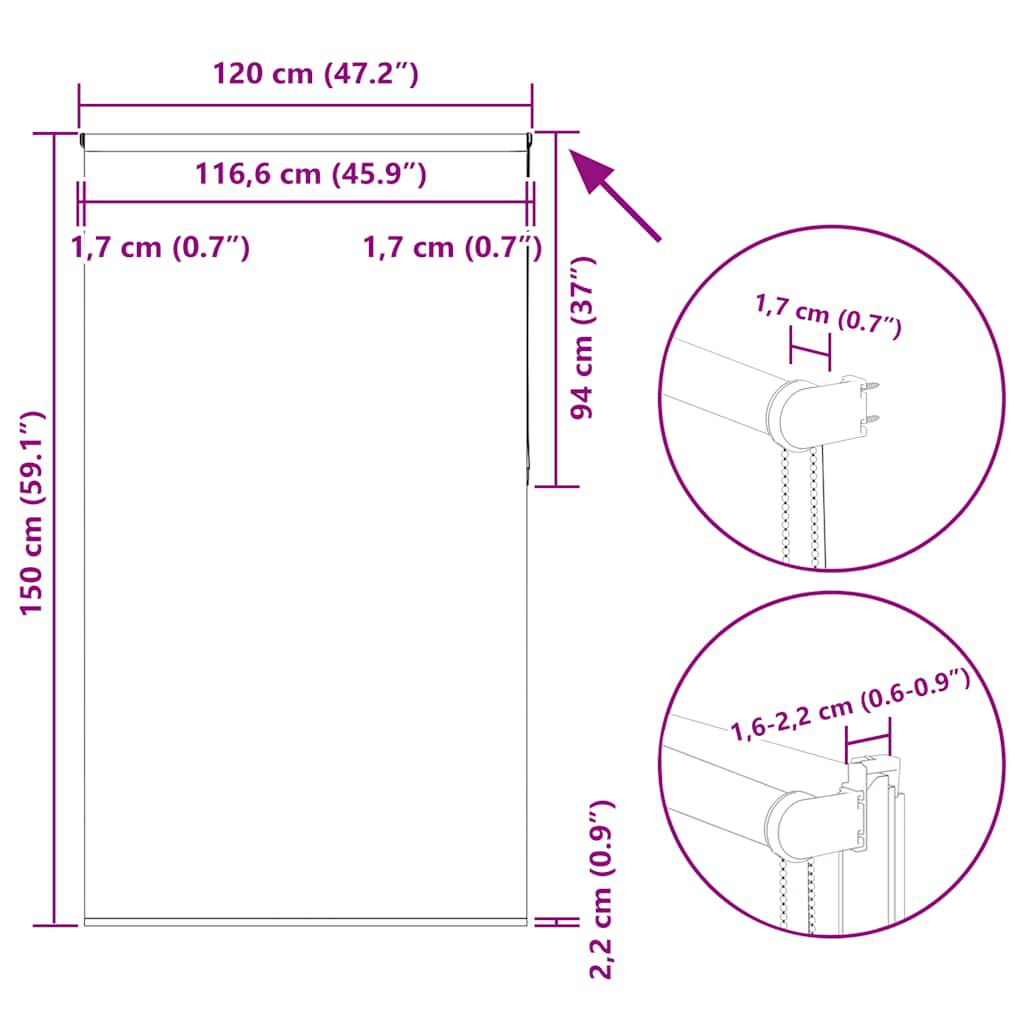 vidaXL Ρολέρ Μπλακάουτ γκρί 120x150 cm Πλάτος υφάσματος 116,6 cm