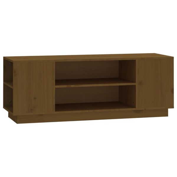 vidaXL Έπιπλο Τηλεόρασης Καφέ Μελί 110x35x40,5εκ από Μασίφ Ξύλο Πεύκου
