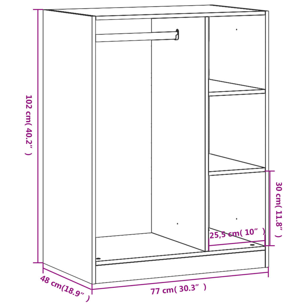 vidaXL Ντουλάπα Γκρι Sonoma 77x48x102 εκ. από Επεξεργασμένο Ξύλο